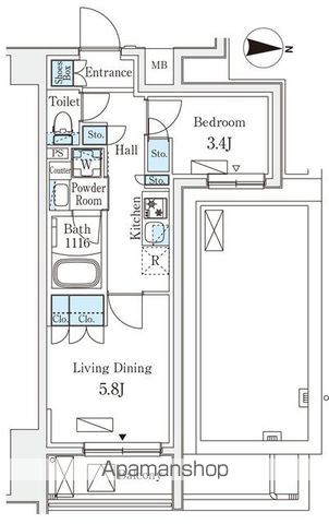 新宿区西落合のマンションの間取り