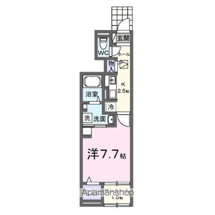 広島県三原市宮浦５丁目[1K/31.66m2]の間取図