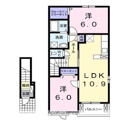 ヘリオス[2LDK/57.21m2]の間取図