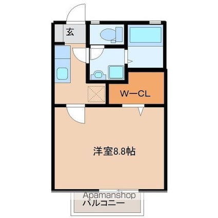 宮城県仙台市若林区荒井７丁目[1K/29.37m2]の間取図