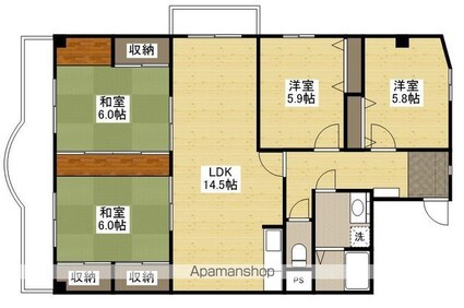 星和地所牛田コーポラス　Ｅ棟[4LDK/93.64m2]の間取図