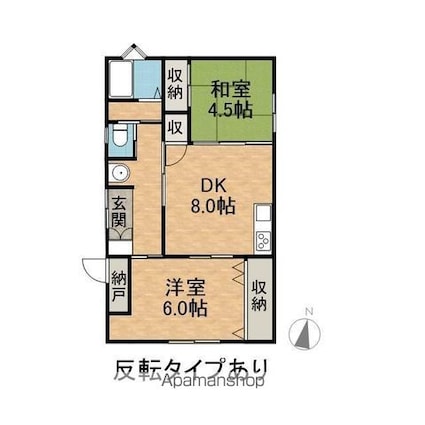 Ｐｅａｃｅｆｕｌ　Ｔｏｗｎ[2DK/53.01m2]の間取図