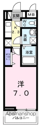 ウィステリア　ウエスト[1K/26.08m2]の間取図