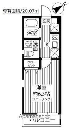 ＳＴＡＧＥ駒沢公園[1K/20.07m2]の間取図
