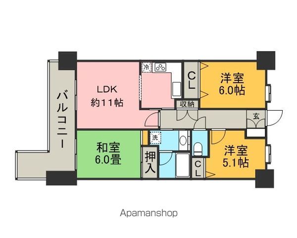 【ダイアパレスアーバンシティ天神の間取り】