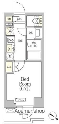 ＣＩＲＣＬＥＳ神保町Ⅱレジデンス[1K/22.08m2]の間取図