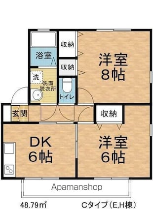 ハイランドタウン[2DK/48.79m2]の間取図
