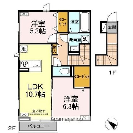 コントレール[2LDK/59.06m2]の間取図
