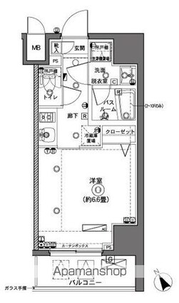 ＺＯＯＭ横浜[1K/23.21m2]の間取図