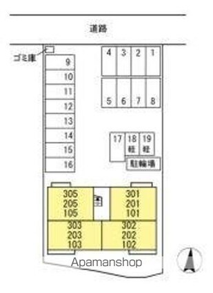 ナーブ屋島　Ｂ棟[1LDK/42.79m2]の配置図