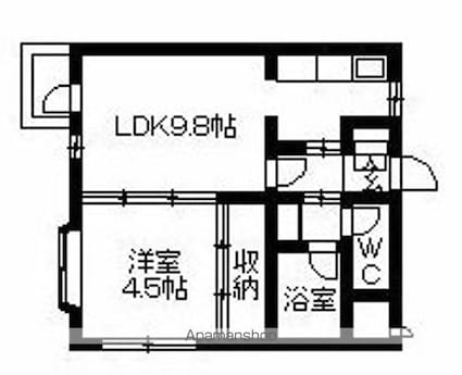 宮城県仙台市青葉区木町[1LDK/34.8m2]の間取図