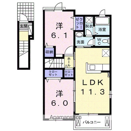 アルバーダ・ＭⅡ[2LDK/57.07m2]の間取図