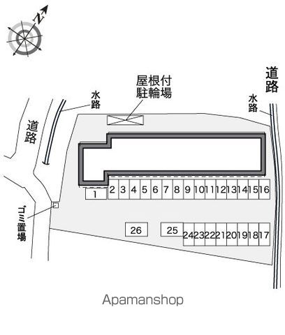 レオパレスラクティ[1K/23.61m2]の配置図
