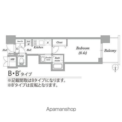 エステムコート名古屋平安通クチュール[1K/22.68m2]の間取図
