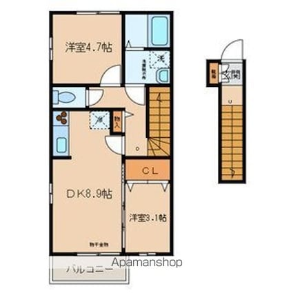 東京都練馬区桜台２丁目[2DK/51.42m2]の間取図