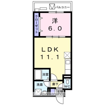 ヴェルヴェーヌ[1LDK/40.36m2]の間取図