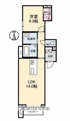 シャーメゾンクオリスタ[1LDK/51.96m2]の間取図