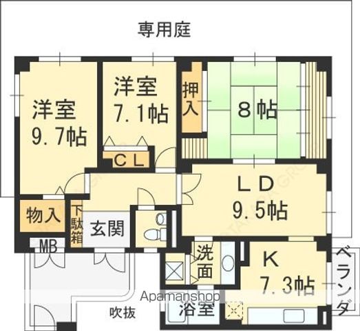 白鷹松下町マンションの間取り写真