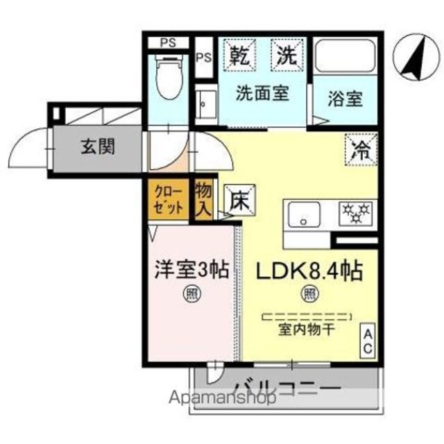和歌山県和歌山市秋月[1LDK/31.83m2]の間取図