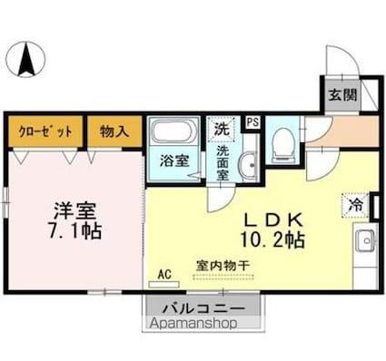 ルチルクォーツ[1LDK/41.1m2]の間取図