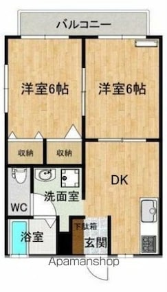 ディアスＫ２[2DK/42.03m2]の間取図
