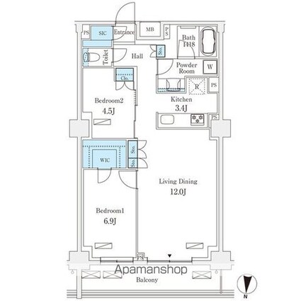 フロンティアレジデンス錦糸公園[2LDK/70.73m2]の間取図