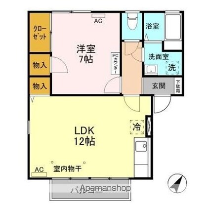 サンライズ　Ａ[1LDK/45.41m2]の間取図