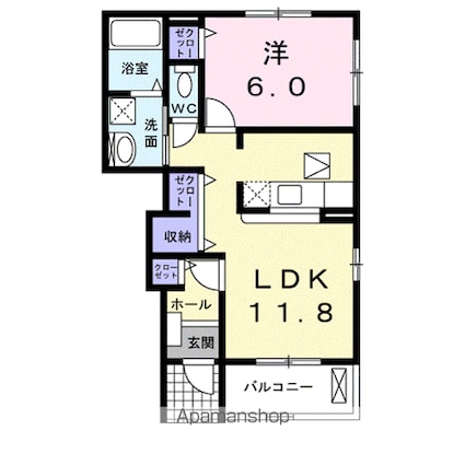 Ｗｈｉｔｅ[1LDK/42.8m2]の間取図
