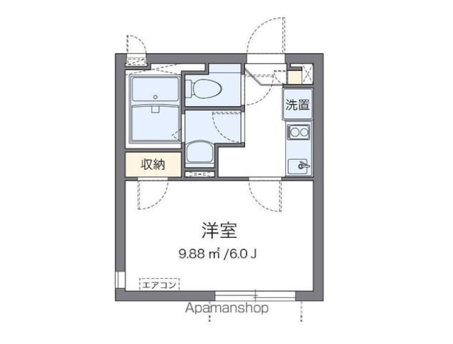 クレイノシンコーポ南烏山[1K/20.08m2]の間取図