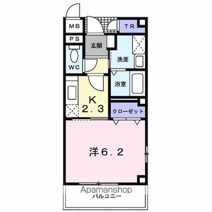 パルスター[1K/24.39m2]の間取図