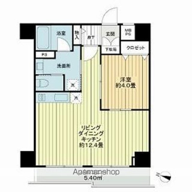 ライオンズマンション太子堂[1LDK/38.88m2]の間取図
