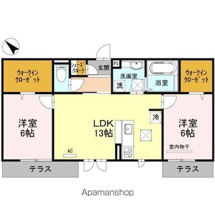 Ｏｔｔ’ｓ　和　（オッツヤワラギ）　ＩＩ[2LDK/62.53m2]の間取図