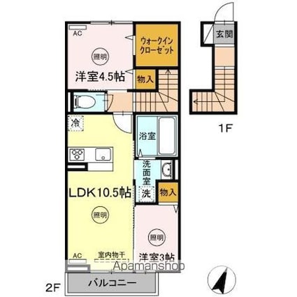 香川県丸亀市新浜町１丁目[2LDK/50.41m2]の間取図