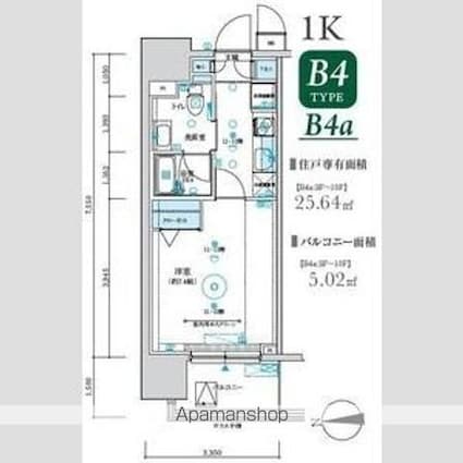 ＭＡＸＩＶ八王子ＴＲＥ[1K/25.64m2]の間取図