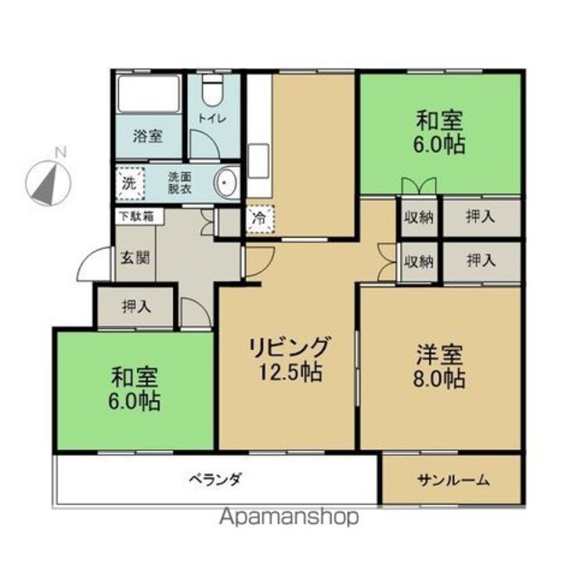 カーサ佃[3LDK/85.7m2]の間取図