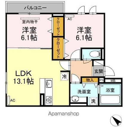 エコール草戸[2LDK/59.71m2]の間取図