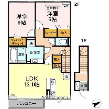 グレイス　ソシアＭ　Ｃ棟[2LDK/69.45m2]の間取図
