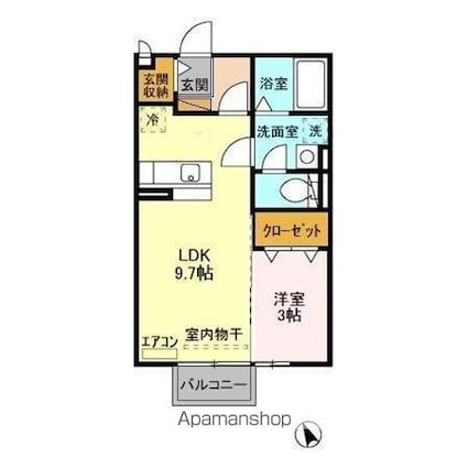 Ｔｉｎｙ　Ｃｏｕｒｔ（タイニーコート）[1LDK/33.39m2]の間取図