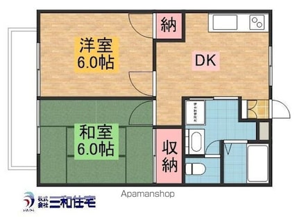 コーポ卯の里Ａ[2DK/42.23m2]の間取図