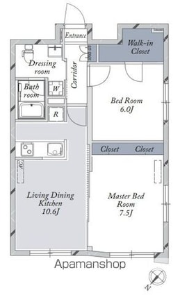 Ｌａ　Ｄｏｕｃｅｕｒ文京大塚Ｗｅｓｔ[2LDK/54.58m2]の間取図
