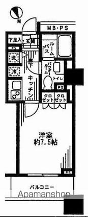 シティタワー横濱[1K/26.07m2]の間取図