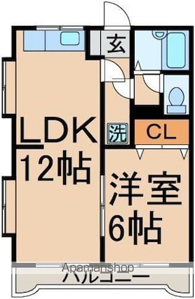 ゴールデンパレス[1LDK/39.7m2]の間取図