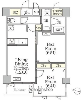 ＯＲＳＵＳ志村坂上[2LDK/55.92m2]の間取図