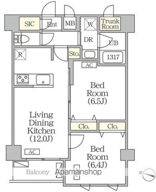 ＯＲＳＵＳ志村坂上[2LDK/55.92m2]の間取図