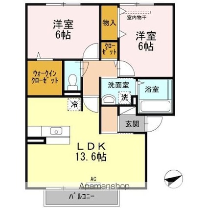 エタージュ[2LDK/61.82m2]の間取図