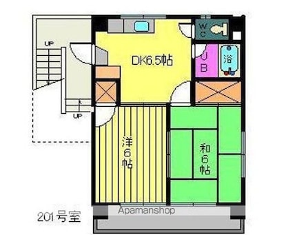 ハイツ宝[2DK/36.45m2]の間取図