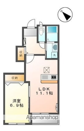 ラ・カンパニュラⅡ[1LDK/45.09m2]の間取図