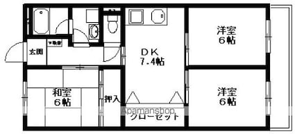 コーポサンライズ[3DK/57.15m2]の間取図