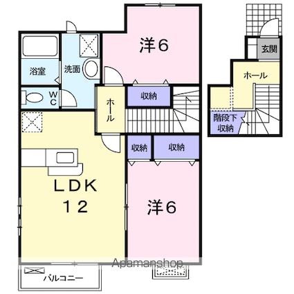 ヴェルドミールＢ[2LDK/65.64m2]の間取図
