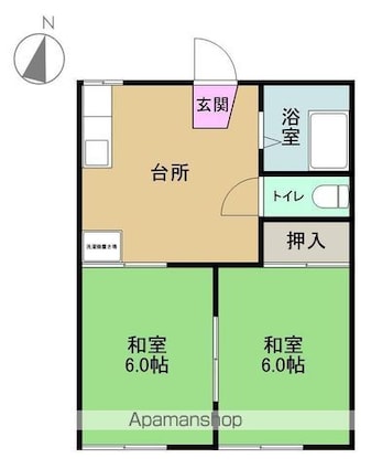 愛宕ハイツ[2DK/39.66m2]の間取図